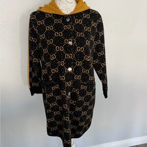 Gucci Black and Gold Hooded Cardigan W/ Removable Hoodie